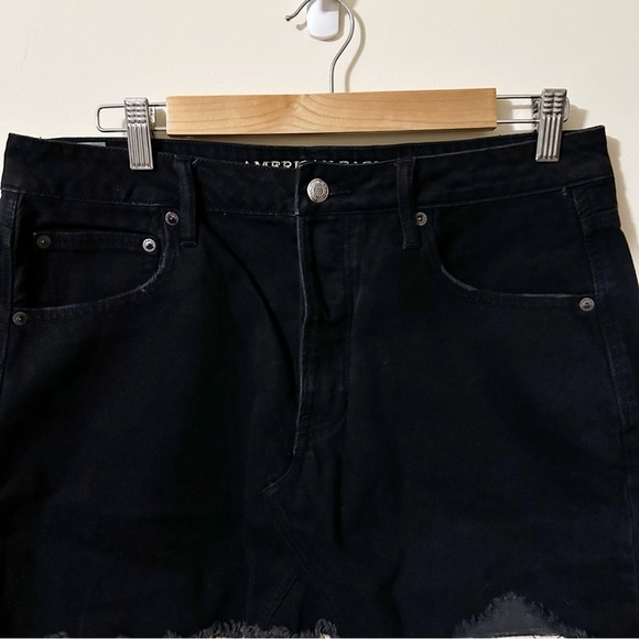 American Eagle Hi Rise Festival Mini Black Denim Skirt Size 12 Button Fly - Picture 7 of 10